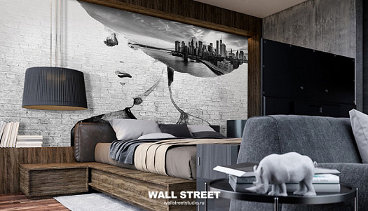 Фотообои в интерьере артикул Grayscale 29, GRAYSCALE, Wall street